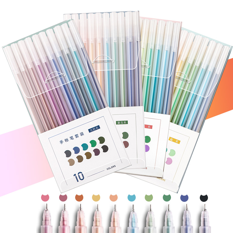 10Pcs Multi Colored Fine Liner Pen Set Bullet Journal Pen 0.4mm Micron Fineliners Drawing Paint Brush Pen Sketch Art Markers